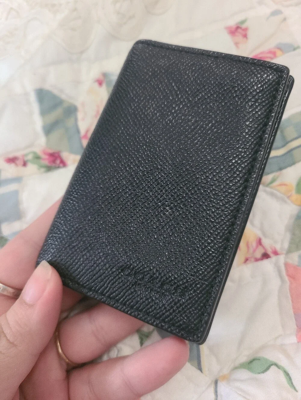 Coach Black Textured Leather Card Holder